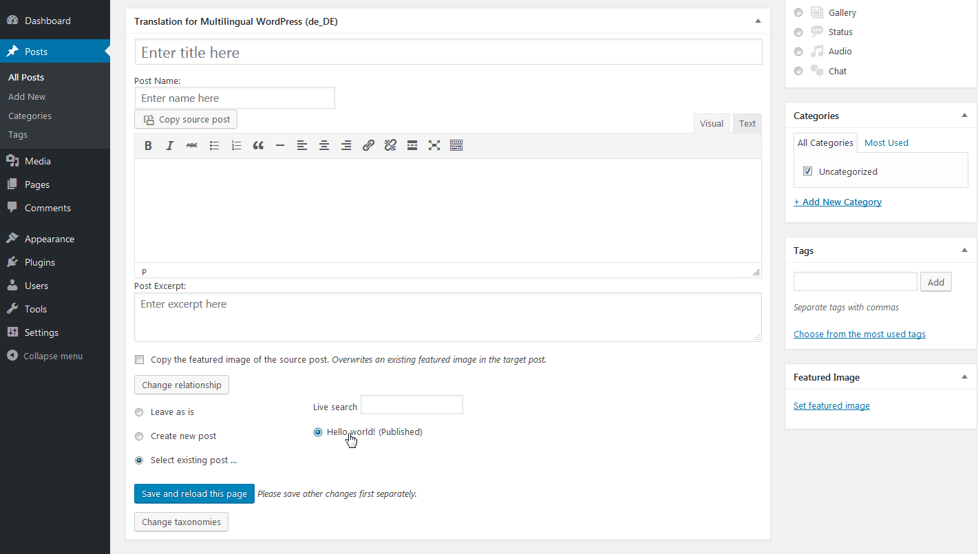 Connect existing post