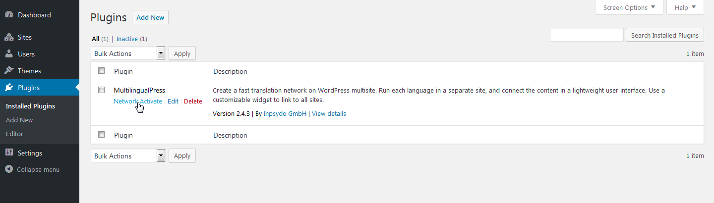 Activate MultilingualPress
