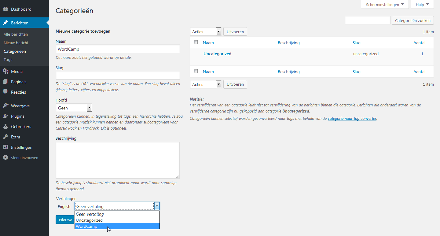 Add new category translation