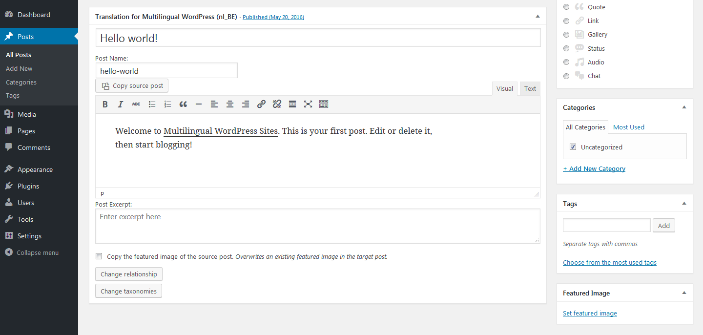 Confirm post relationship