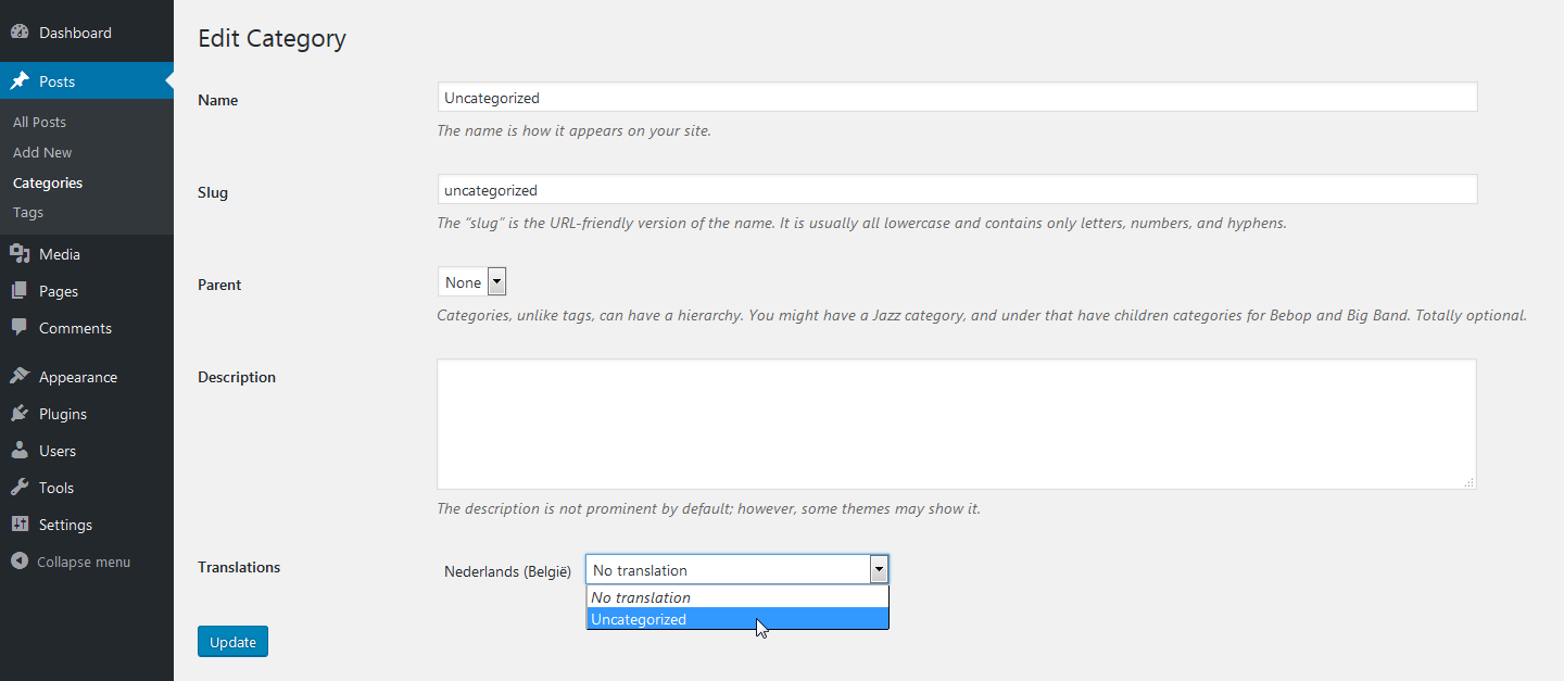 Connect existing category